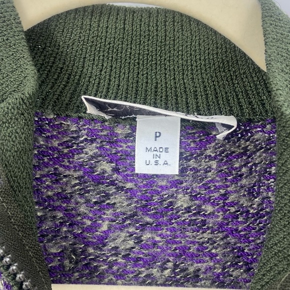 VTG Skene St. John Purple Green Pullover Sweater Zip Womens P Medium - Picture 3 of 6